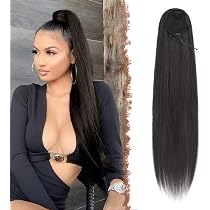Benehair Pferdeschwanz Extension Mit Kordelzug - 60 Cm Lang, Gewellt, Synthetisch (Mittelbraun, 160 G)