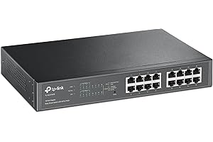 TP-Link TL-SG1016PE – 16-portowy przełącznik Gigabit z 8 portami PoE+, 110W mocy, montaż rack, VLAN, QoS – do kamer IP i VoIP