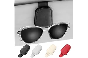 MOKHT Brillenhalter für Auto, Leder Sonnenbrillenhalter Auto, Magnetische Brillenständer für Auto Sonnenblende, Sonnenbrillen Halterung Auto für Brille Karte Ticket - Schwarz