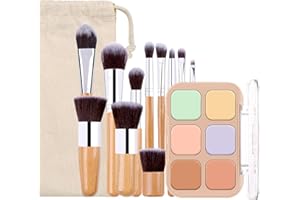 Holzsammlung Professional Makeup Paleta de Correctores Colour Correcting Palette en Crema, 6 Colores Mezcla Personalizada Corrige Cosméticos Maquillaje Facial + 11 Pinceles Faciales Esenciales