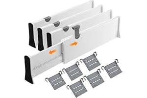 ZHYLUO 4 Sätze Schubladentrenner Verstellbar, Schubladenteiler Verstellbar, Länge 38–54 cm, Höhe 10.5 cm, geeignet für Schminktische, Schreibtische, Kleiderschränke, Küchen (weiß)