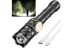 Fsiviim 7000 mAh Batterie Haute Capacité, Lampe Torche LED Ultra Puissante, 1000000 Lumens Lampe de Poche, Zoomable Lampe torche Puissante Rechargeable COB, 9 Modes, Pour Camping, Randonnée, Urgence