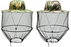 YOYIAG Lot de 2 moustiquaires,Protection contre les moustiques,Protection des abeilles,Chapeau de pêche pour l'extérieur,Jardinage jungle de pêche, Camouflage fantôme + camouflage vert, taille unique
