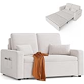 Xbro Sofa Cama 2 Plazas, Sill&oacute;n Convertible 3 en 1 con Cama, Dos Bolsillos de Almacenamiento, Tapizado en Terciopelo, 147 x 1