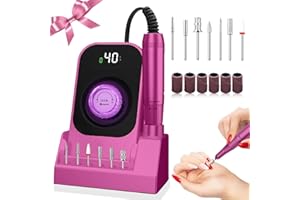 ATOPSKINS Fresa per unghie professionale 40000 giri fresa portatile per unghie cuticole 1800 mAh fresa unghie professionale 40 Velocità punta fresa rimozione gel con 7 punte unghie Adatto casa o salone (Viola)