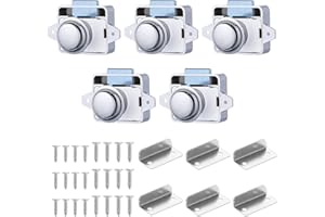 ANGELIA COMEAUX Pack of 5 Push Lock Button Catch, Cabinet Lock Catch and Push Button Catch, Keyless Motorhome Locking for Motorhomes, Yachts, Boats, RV Camping Cabinet, Caravan