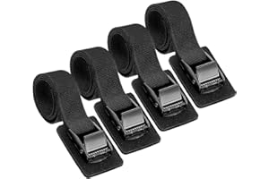 Aulese Lot de 4 Sangles d'arrimage, Noires, capacité de Charge de 250 kg, Sangles de Fixation avec Boucle en Acier Inoxydable, pour Voiture, Porte-vélos et Camping (4 Stück 40CM)