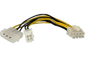 StarTech.com Adattatore di alimentazione EPS da 4 poli a 8 poli con LP4 F/M 15 cm, Adattatore corrente da ATX a EPS (EPS48ADAP)