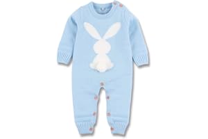 mimixiong Baby Easter Bunny Outfits Newborn Girl Boy Romper Jumpsuit Longsleeve Knit Clothes