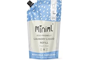 Miniml Eco Laundry Liquid Washing Detergent 1L Refill - Natural Non Bio Fresh Linen Scented Clothes for Machine Wash or Delicate Hand Cleaning - 100% Vegan & Cruelty Free (33 Washes)