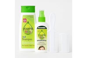 MO'S SUPER STORE Vosene Head Lice Repellent Bundle Kit | 3-in-1 Head Lice Repellent Shampoo (250ml) | Conditioning Defence Spray (150ml) | Lice Comb With & Without Handle 2PC, Natural Head Lice Treatment for Children