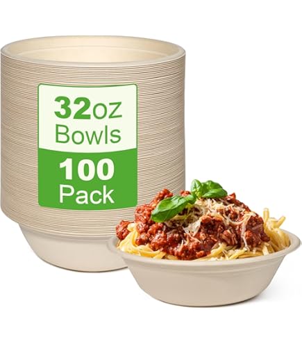 CaterCo Bagasse Sugarcane 12oz / 340ml Bowls - Strong, Disposable, Biodegradable, Compostable Eco-Friendly White Paper Bowl For Soup, Salad, Dessert, Party, BBQ - 12oz Bowls - 200 Pack - View #8