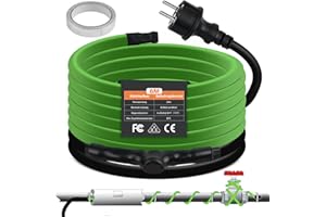 Vrietina Selbstregulierendes Heizkabel, 6M Frostschutz Heizkabel mit eingebautem Thermostat zum Schutz von Wasserrohren Ideal für Pflanzen Wasserdichte mit Schutzkontaktsteck 35W/m 230V IP68