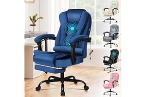 ALFORDSON Krzesło biurowe, komputerowe, krzesło biurowe, obrotowe krzesło gamingowe do biurka komputerowego, ergonomiczna poduszka z wysokim oparciem, podparcie lędźwiowe z kółkami, zamsz, niebieskie