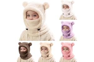 Générique Cagoule d'hiver Thermique pour Enfants 3-10 Ans Multifonction Coupe-Vent Réglable Écharpe de Ski Bonnet en Polaire Chaude Casquette Tour de Cou écharpe pour Garçons Filles