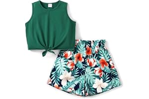 PATPAT Bekleidungssets für Mädchen Sommer, Kurze Hose|Shorts Mädchen T-Shirt Tops Mädchen Set, Sporthose Activewear Freizeit - Perfekt für Teenager Kinder Geburtstage Geschenk Strandpartys 3-12Jahre