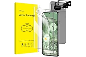 JETech Ochraniacz Ekranu dla Google Pixel 8 z Osłona Obiektywu Aparatu, Elastyczna Film TPU, Odciski Palców ID Kompatybilny, HD Przejaśniać, Łatwa Instalacja, 2 Sztuki Każdy