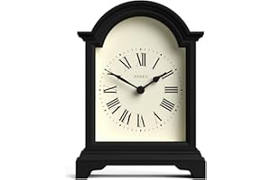 JONES CLOCKS® Bistro Reloj de repisa | Reloj de Carro con Tapa de Arco | Negro | Estilo clásico para repisa, Escritorio, Mesa, estantería o mesita de Noche