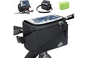 KEEPIFY 4.5L Sacoche de Guidon Vélo Étanche, Sacoche Avant de Vélo Guidon avec Adaptateur, Écran Tactile, Support Téléphone, Sangle d'Épaule Amovible, Sac de Panier Adapté aux Électrique