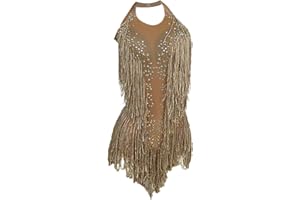 LuuMingCM Sparkly Rhinestones Fringes Leotard Women Nightclub Party Outfit Dance Costume One-Piece Stage Wear Sexy Performance Bodysuit