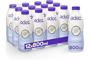 AdeZ Cocco – 12 Bottiglie da 800ml, Bevanda Vegetale al Cocco con Riso, Contiene Naturalmente Zuccheri, con Calcio e Vitamine D e B12