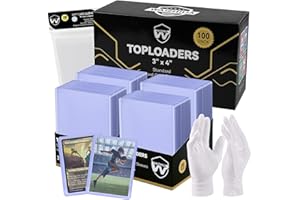 WAIZHIUA 100 Pcs PRO Toploaders - 3x4 Standard Trading Card Sleeves, Top Loaders wtih 100 Penny Sleeves and Gloves, Semi Rigid Card Holders Fit for Sports, Game, MTG, Football Cards