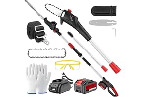 Keenstone 2-EN-1 Élagueuse sur Perche et Taille-haie Électrique Sans Fil, Tronçonneuse de 20cm, Batterie 4,0Ah, Double Lame de 42cm, Portée Max de 2,8m pour Jardins, Arbres et Arbustes