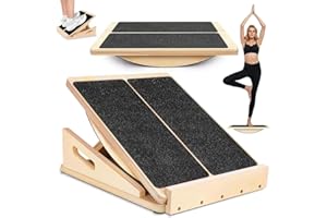 ADLUH 2-in-1 Schrägbrett, Wadendehner aus Holz, Slant Board, Verstellbares Kippbrett und Wadendehner, Professionelles Schrägbrett aus Holz, Verstellbares Neigungsbrett undWadendehner