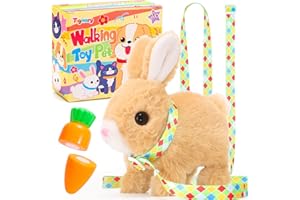 Tagitary Plush Toys Bunny Electronic Toy with Sounds,Wiggling Ears,Hopping,Twitching Mouth and Nose, Interactive Rabbit Toy for Kids with Leash,Easter Christmas Birthday Gift for Toddlers Kids