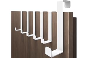 4smile Appendiabiti da Porta, Bianco - 6 x Acciaio Inox Attaccapanni - Gancio Porta con Elevata Capacità di Carico, Versatili Ganci Adatti Ovunque