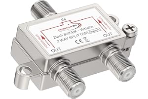 Redstar24 2-Way SAT BK Splitter - Premium Satellite Splitter for TV & Radio, HDTV/UHD 4K, DVB-S/S2, DVB-T/T2, DVB-C/C2, Robust Housing, SAT Splitter 2 Outputs, Easy Installation