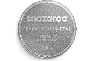 Snazaroo Sparkle Face and Body Paint for Kids and Adults, Sparkle Gun Metal Grey Colour, Water Based, Easily Washable, Non-Toxic, Makeup, Body Painting for Parties, for Ages 3+