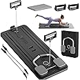 ExeractFit Pilates Reformer Machine Board Set Ab Roller Exercise Wheel Automatic Rebound Foldable Pilates Board Abdominal Exercise Equipment with Resistance Rope and Timer