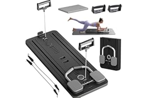 ExeractFit Pilates Board Compact Pilates Reformer Machine Set, Foldable AB Roller Wheel Rodillo Abdominales Exercise Board Rebote Automático Máquina de Ejercicio en Casa(Black1)