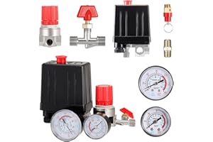 HSEAMALL Pressostato Compressore Aria Valvola 220V Compressore d'aria Valvola di Pressione Regolatore di Regolazione Manometri