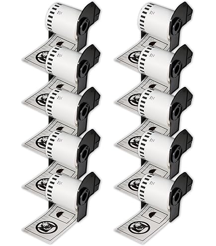 10 Rotoli Etichette Brother DK-22205 - 62mm X 30.48m, Bianche Per Stampa Indirizzi