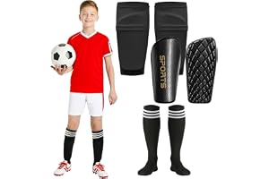 Benskydd barnfotboll, med skenbensärmar och fotbollsstrumpor för pojkar och flickor i åldrarna 3–8,8–10,10–12,12–16 pojkar oc