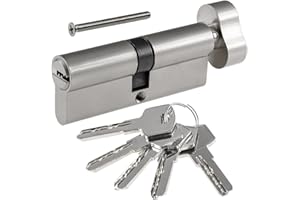 CHILITEC Cylinder zamykający z gałką zamek do drzwi 40/40 mm 80 mm zamek cylindryczny cylinder profilowy z 5 kluczami bezpieczeństwa - 1 zestaw z cylindrem, śrubą, 5 x klucz