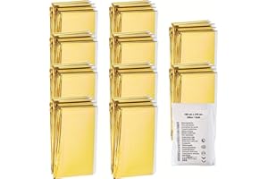 GENERIC HW CASA Coperta Termica 10 Pezzi, Emergenza Oro Argento, Coperta Isotermica di Pronto Soccorso Impermeabile per Salvataggio Protegge da Freddo, Pioggia, Calore e Vento per Kit di Sopravvivenza