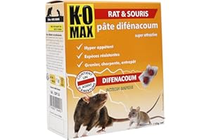 K-O MAX - Rat & Souris - pâte difénacoum - 150g