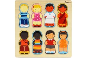 TALKING TURTLE Wooden Multicultural Jigsaw Puzzle for Kids - 24-piece Wooden Ethnic Diversity Puzzle - Non-Toxic & Eco-friendly - Early Years Educational Montessori Toys for Children of All Ages