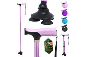 BeneCane Walking Cane for Men & Women Walking Stick for Seniors Folding Canes Triangle Cane Adjustable Lightweight Sturdy Free Standing Collapsible Heavy Duty with Soft TPR T-Handle