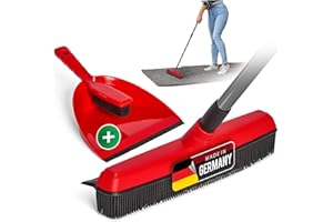 ‎NOVALIV Novaliv Gummibesen mit Teleskopstiel & Kehrgarnitur Friseurbesen Set Gummi Noppenbesen Hundehaarentferner Broom Parkett Besen für Drinnen Teppichbesen Bodenabzieher Haushaltsbesen Wunderbesen