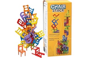 APOMOONS 42-teiliges Stapelstuhl-Spiel: Mini Stühle Balance Blöcke Stapelturm Geschicklichkeitsspiel für die ganze Familie