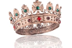 LEEMASING Corona real barroca para hombre, corona de pelo de Príncipe, círculo completo, accesorios de pelo para fiesta de cumpleaños para Cosplay