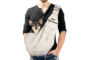 Lyneun Sac de Transport pour Chien et Autres Animaux de Compagnie, Réglable Sac Bandoulièrede pour Petit Chiens, Transport pour Chien Respirant, Convient pour La Marche Plein Air (Beige)