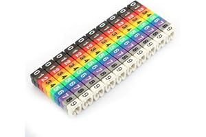 TYENAZA 100 szt. Marker Numeracji Drutu, 0~9 Cyfrowa Numeracja Rurki Drutowej, Etykieta Numerowa Rurki, Złącze Do Zakładania, Marker Rurki, Kolorowy Do Oznaczania Kabli O Kodowych Kolorach (4mm²)