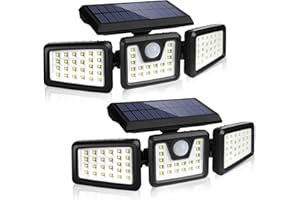 KIBTOY Solar Security Light Motion Sensor, 70 LED Solar Lights Outdoor, 360° Wide Lighting Angle IP65 Waterproof, Solar Flood Lights for Front Door, Yard, Garage, Sidewalk, Pathway (2 Pack)