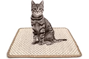 CUYACILI Tapis à Gratter pour Chat en Sisal Naturel Horizontal Tapis Canapé Chat Fournitures D'intérieur Protecteur Durable Antidérapant (Random Color) 30x 40cm