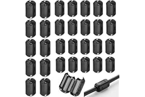 MEGCDTR Ferrite Ring Core Black, 30 Pcs Clip-on Ferrite Core, Anti-interference Ferrite, RFI EMI Noise Suppressor Cable Clip with 3.5mm 5mm 7mm Inner Diameter for USB Audio Video Cable Power Cord